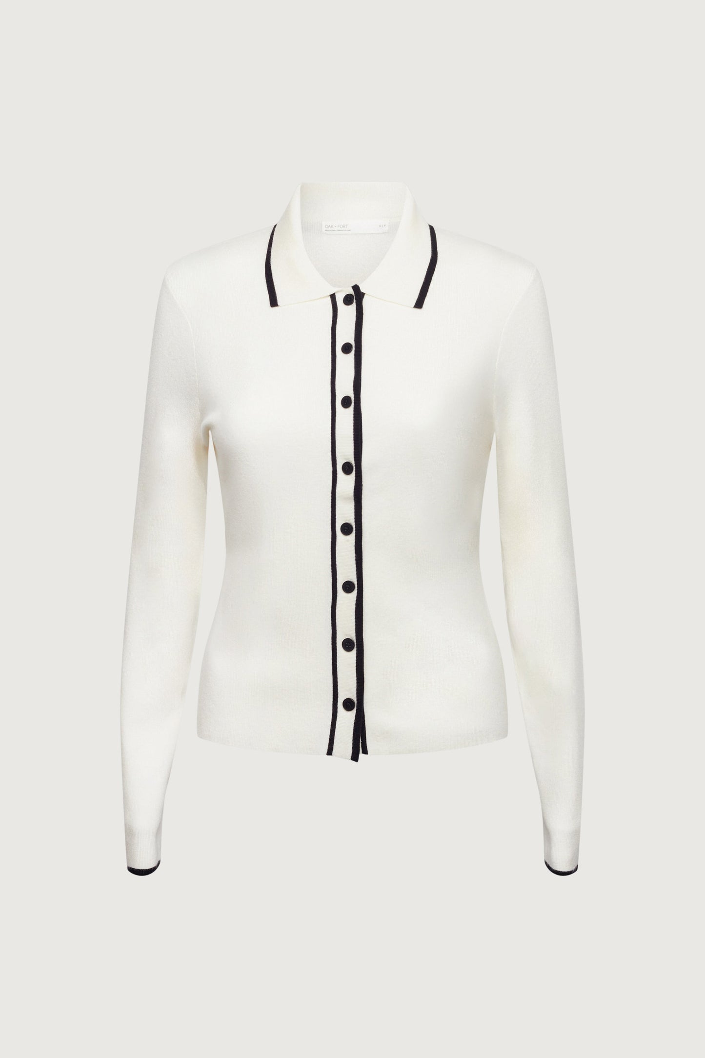 CONTRAST TRIM BUTTON FRONT COLLARED CARDIGAN