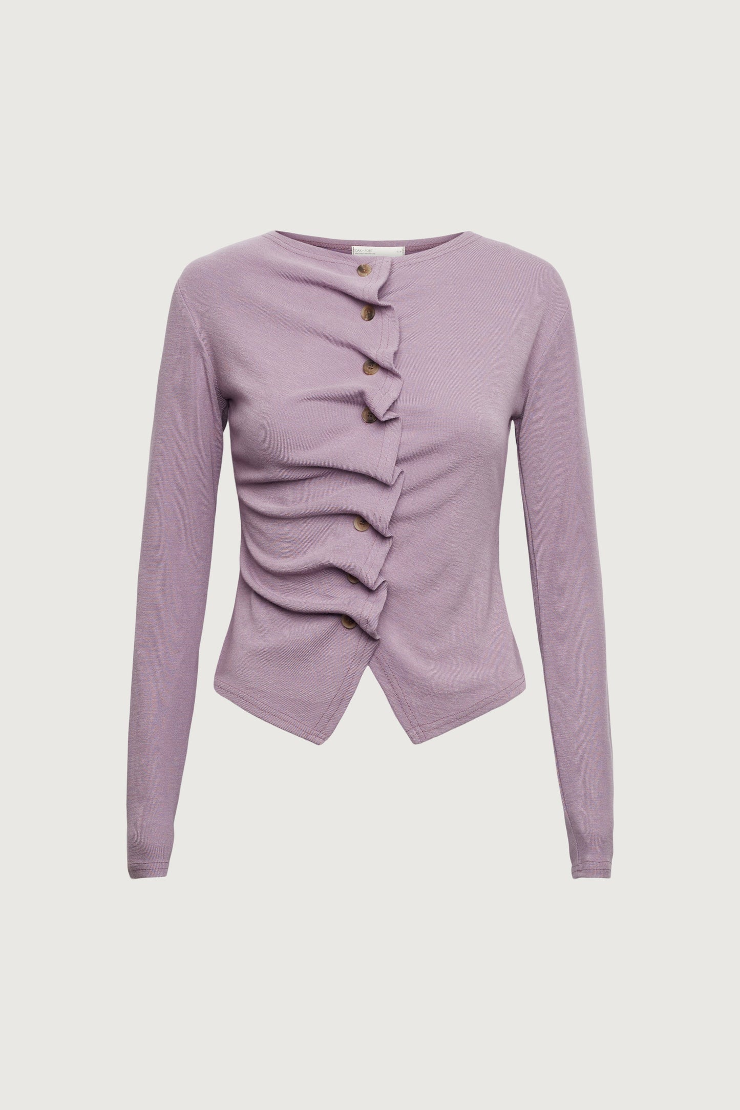 RUFFLE PLACKET BUTTON UP CARDIGAN