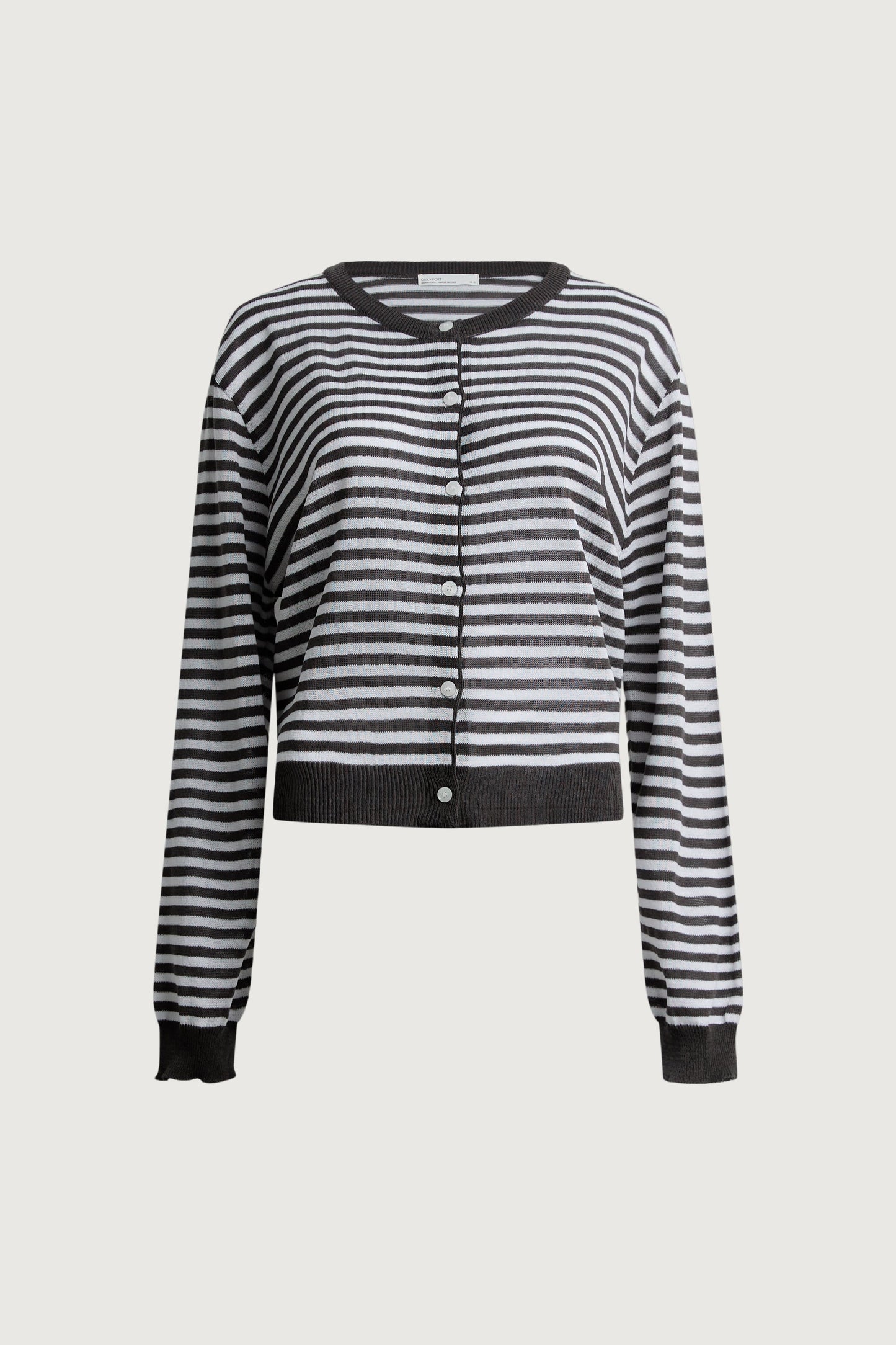 STRIPED ROUND NECK CARDIGAN