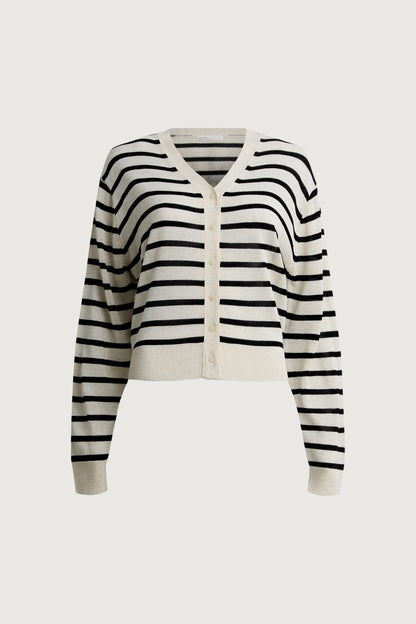 V-NECK STRIPED CARDIGAN