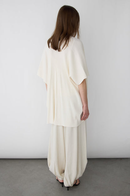 DRAPED OPEN FRONT RIBBED CARDIGAN
