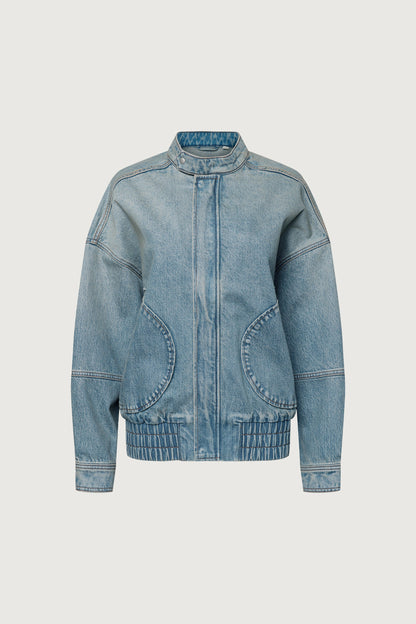 DENIM MOTO BOMBER JACKET