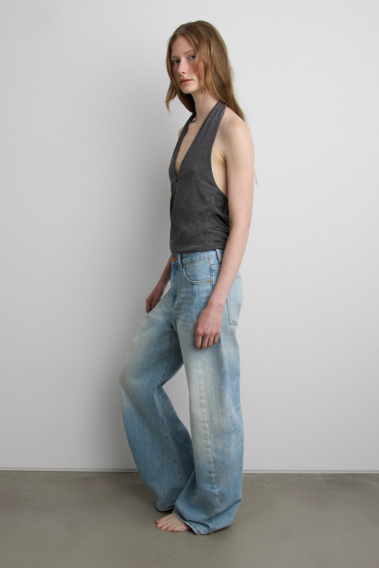 WIDE LEG JEAN WITH FRONT PANEL DETAIL