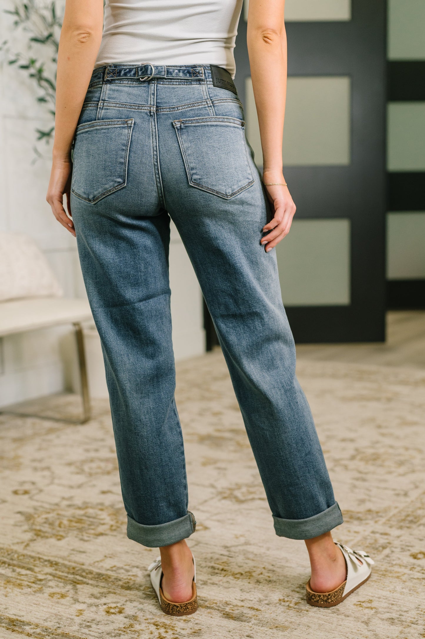 Hazel Blues® |  Doris Mid Rise Boyfriend with Adjustable Back Tab + Hollywood WB