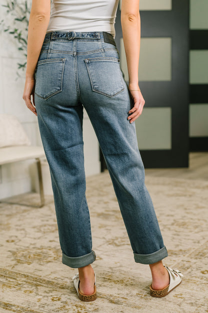 Hazel Blues® |  Doris Mid Rise Boyfriend with Adjustable Back Tab + Hollywood WB
