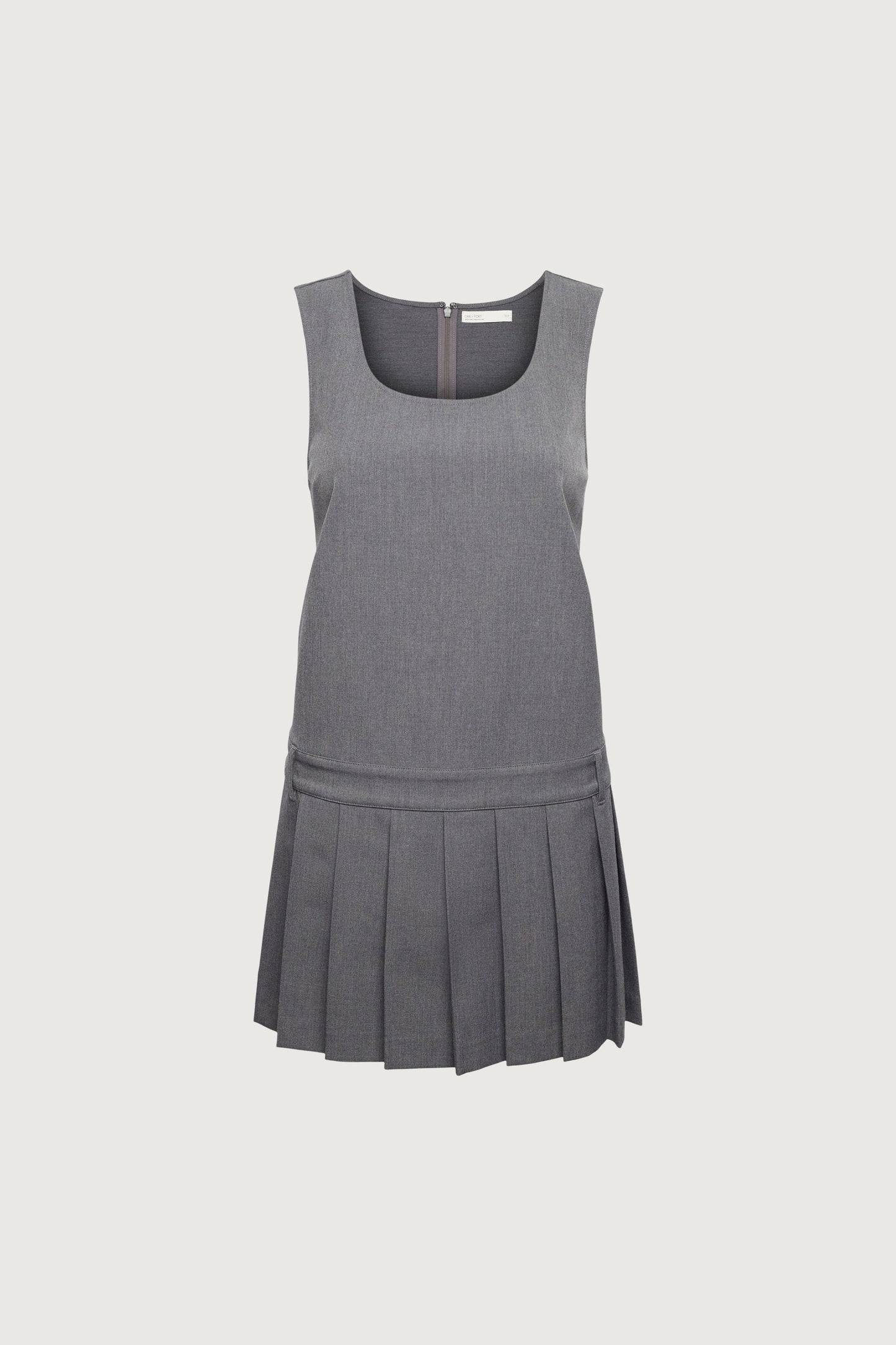 PLEATED SCOOP NECK MINI DRESS