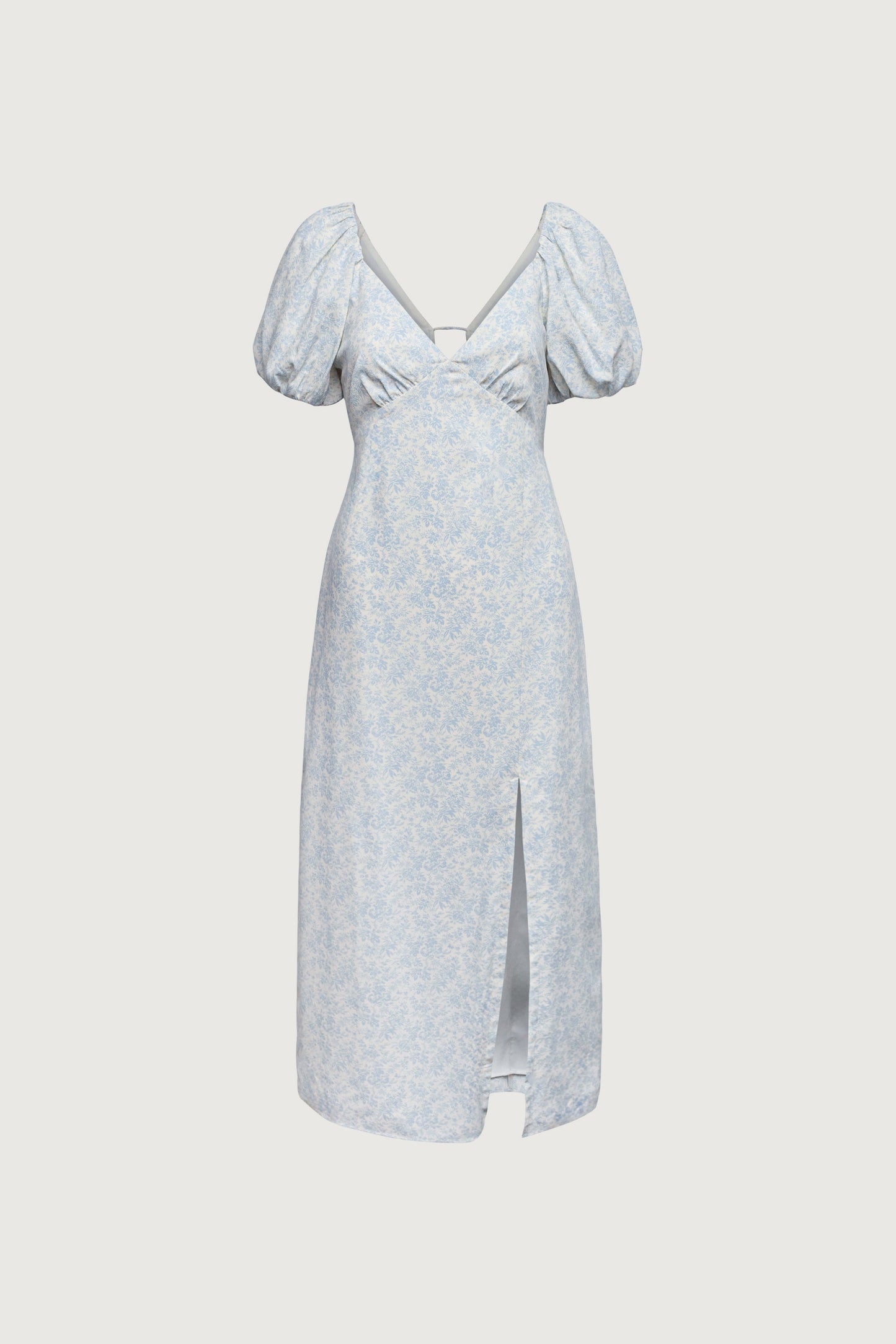PUFF SLEEVE FLORAL MIDI DRESS