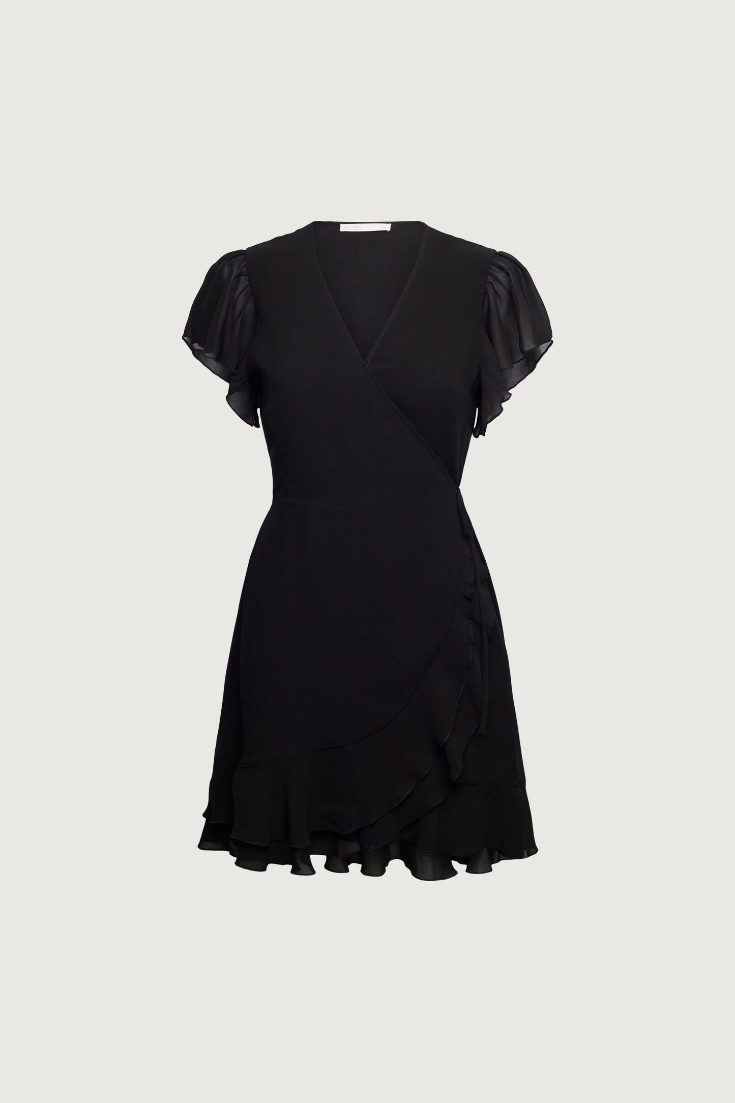 WRAP MINI DRESS WITH RUFFLED HEM