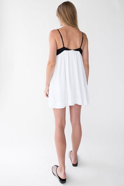CONTRAST BABYDOLL MIDI DRESS