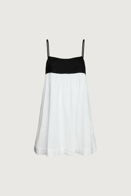CONTRAST BABYDOLL MIDI DRESS