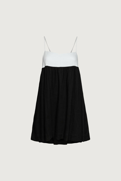 CONTRAST BABYDOLL MIDI DRESS