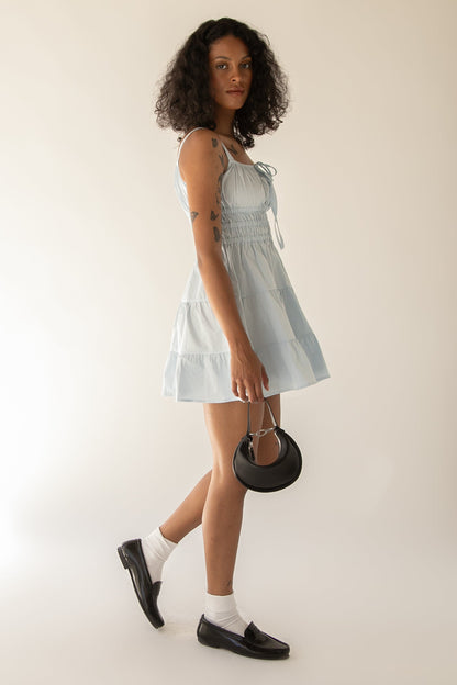 RUCHED MINI TIERED DRESS