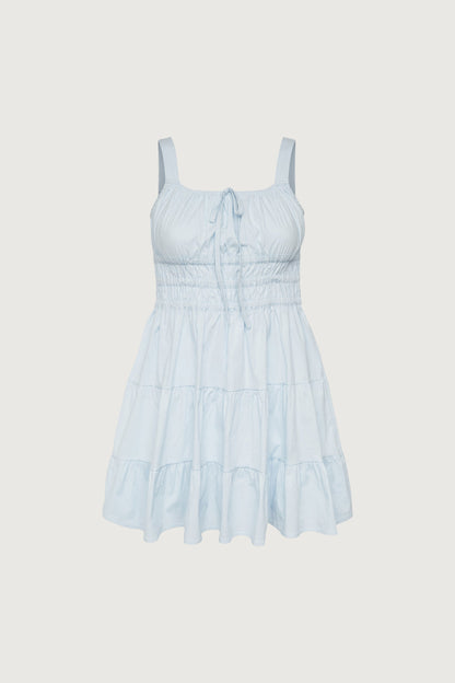 RUCHED MINI TIERED DRESS