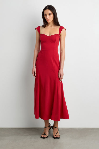 SWEETHEART NECKLINE CORSET MIDI DRESS