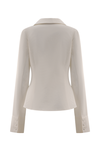 Annalee Cotton Beaded Tie Shirt - White