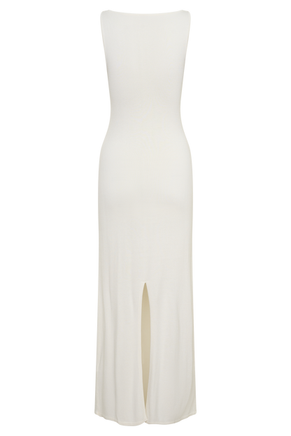 Boston Boat Neck Sleeveless Midi Dress - Ivory