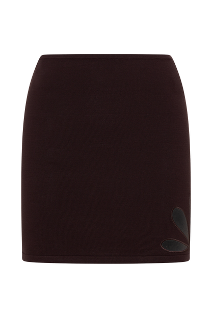 Brock Knit Cut Out Mini Skirt - Dark Chocolate