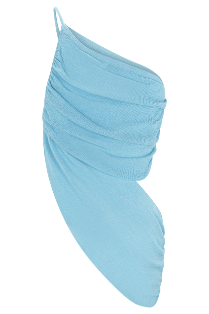 Corah Drape Knit Top - Cyan Blue