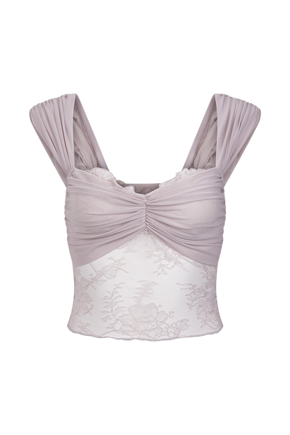 Guinevere Lace And Mesh Top - Lilac