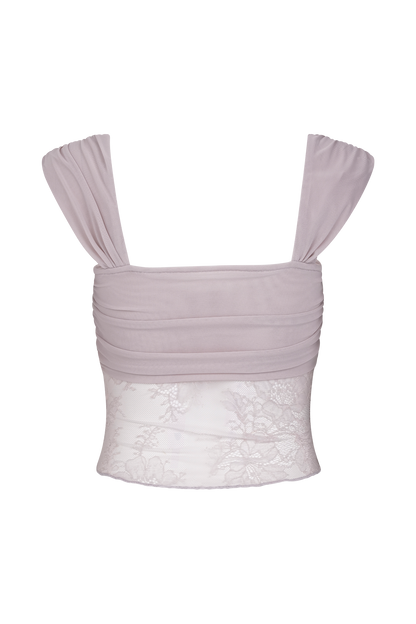 Guinevere Lace And Mesh Top - Lilac