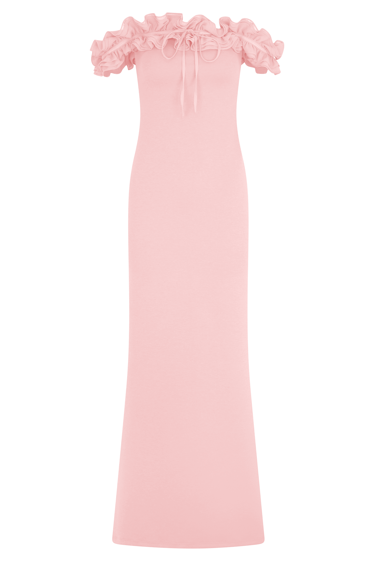 Nova Ruffle Off Shoulder Maxi Dress - Ballet Pink