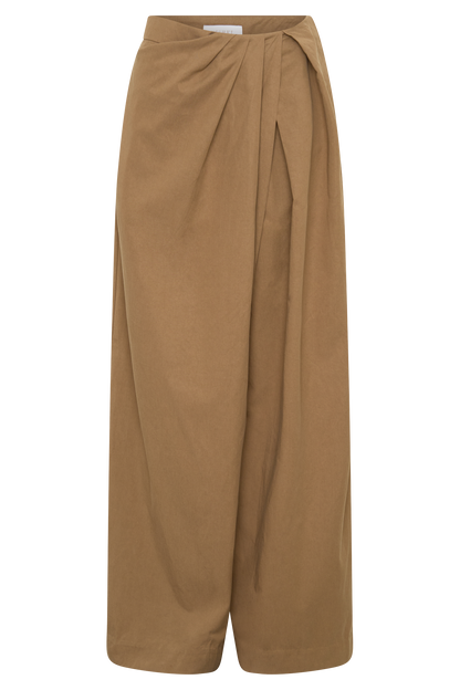 Owen Draped Wide Leg Pants - Mocha