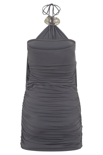 Sade Halter With Hardware Mini Dress - Grey