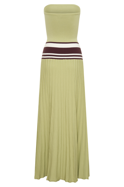 Solaris Strapless Contrast Knit Maxi Dress - Light Olive