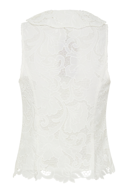 Tessa Broderie Tie Front Sleeveless Top - White