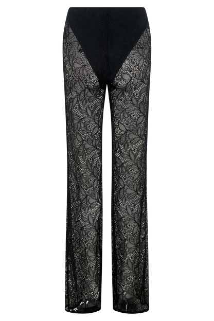 Theodosia Wide Leg Lace Pants - Black
