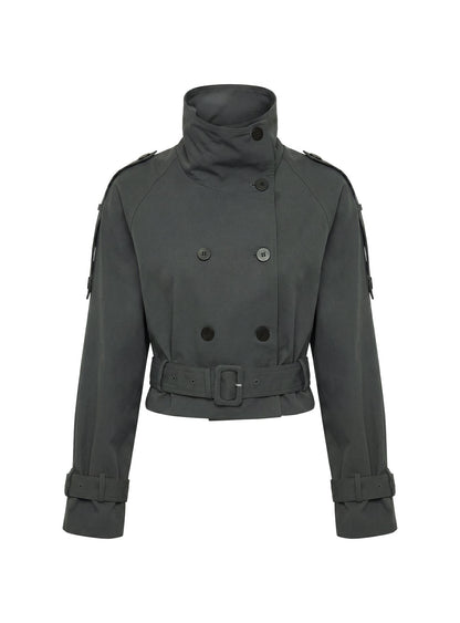 Blanc Cropped Trench Coat Olive