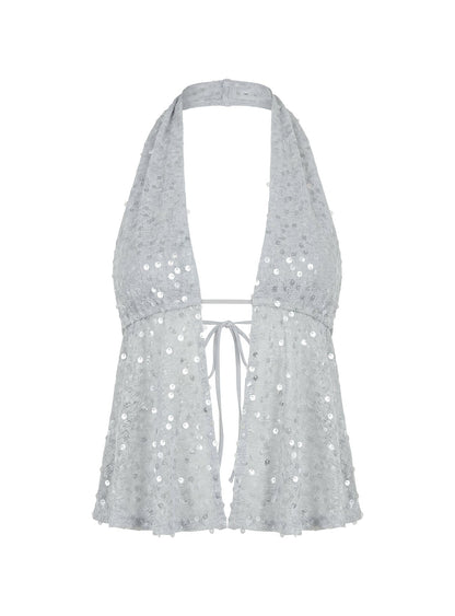 Bright Futures Halter Shimmer Top Lilac