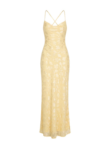 Celena Maxi Dress Lemon Burnout
