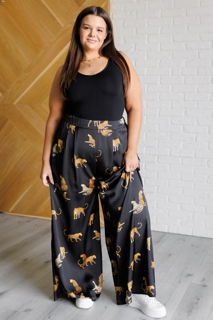 Hazel Blues® |  Legendary in Leopard Satin Wide Leg Pants