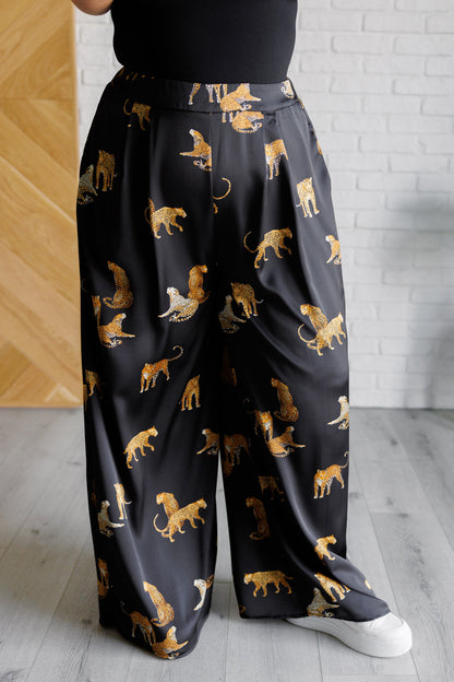 Hazel Blues® |  Legendary in Leopard Satin Wide Leg Pants