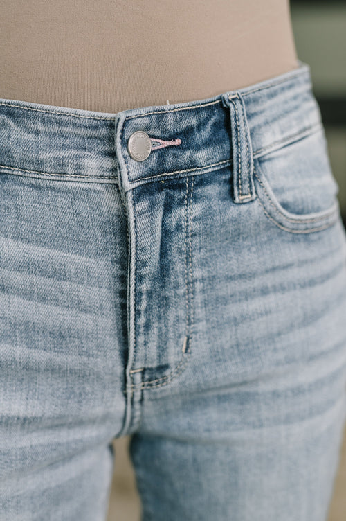 Hazel Blues® |  Mckaylee Mid Rise Kick Flare Jeans with Frayed Hem