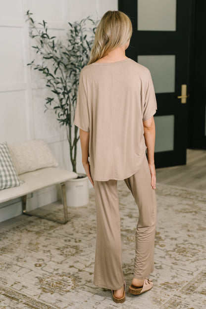 Hazel Blues® |  Ol' Reliable Top and Bottom Lounge Set in Cocoa