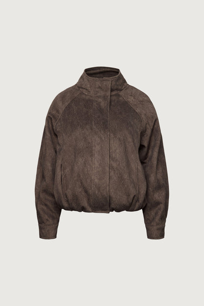 CROPPED TEXTURED FUNNEL NECK JACKET