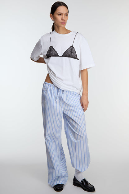 STRIPED COTTON POPLIN PAJAMA STYLE PANT