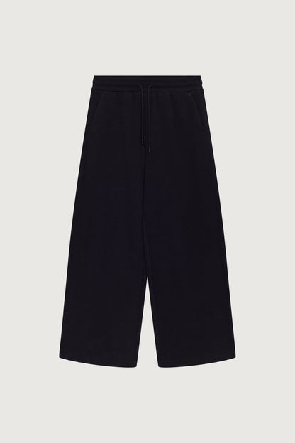 DOUBLE-KNIT COTTON BLEND WIDE LEG PANT