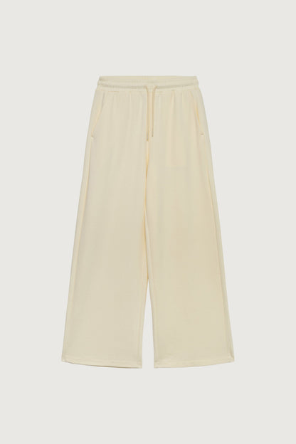 DOUBLE-KNIT COTTON BLEND WIDE LEG PANT