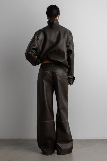 VEGAN LEATHER STRAIGHT LEG PANT