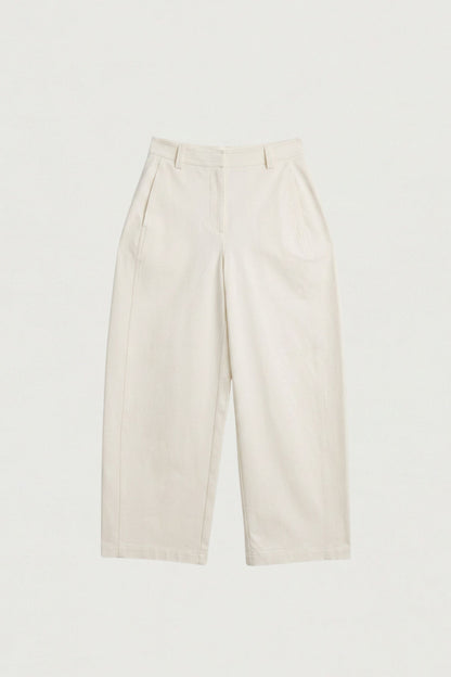 WOVEN TWILL BARREL LEG PANT
