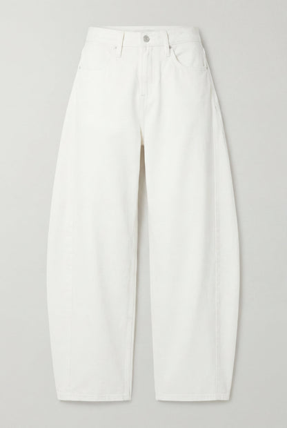 MID-RISE CURVED WAIST BARREL LEG PANT