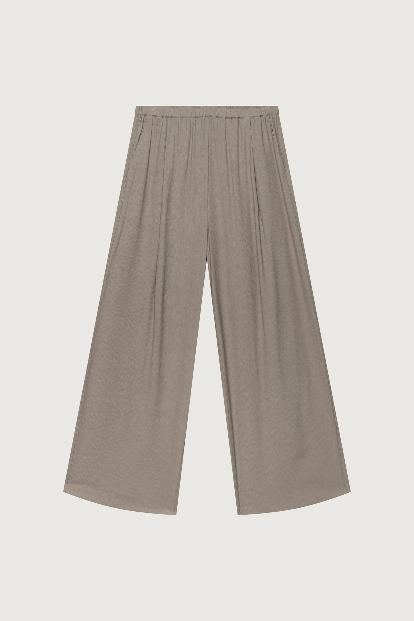 CRINKLED RAYON ELASTIC WAIST PANT