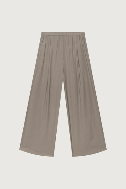 CRINKLED RAYON ELASTIC WAIST PANT
