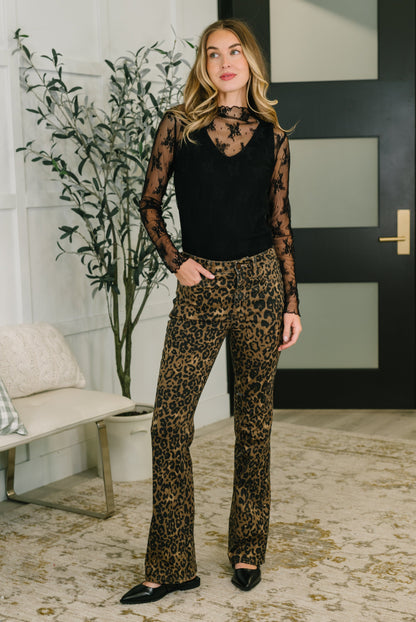 Hazel Blues® |  Roxy High Waist Bootcut Leopard Print