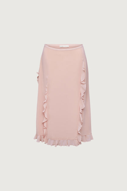 CHIFFON RUFFLED MIDI SKIRT