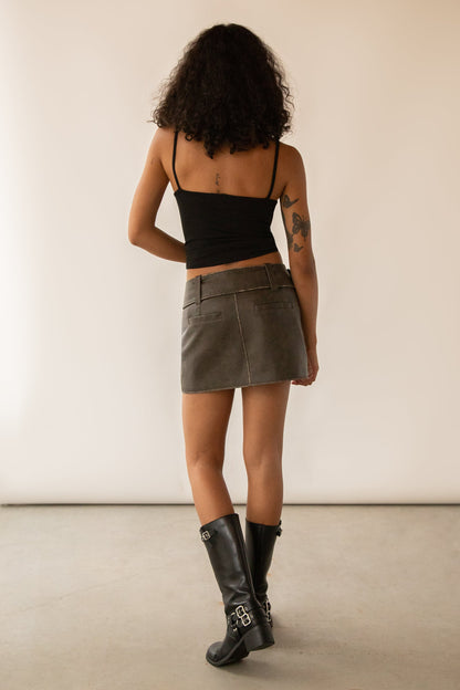VEGAN LEATHER MOTO MINI SKIRT