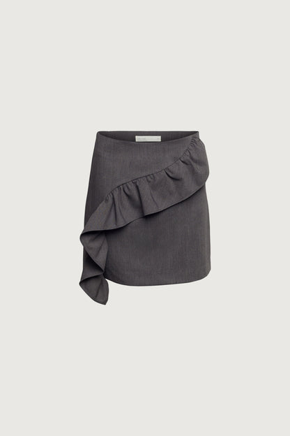MINI SKIRT WITH CURVED RUFFLE